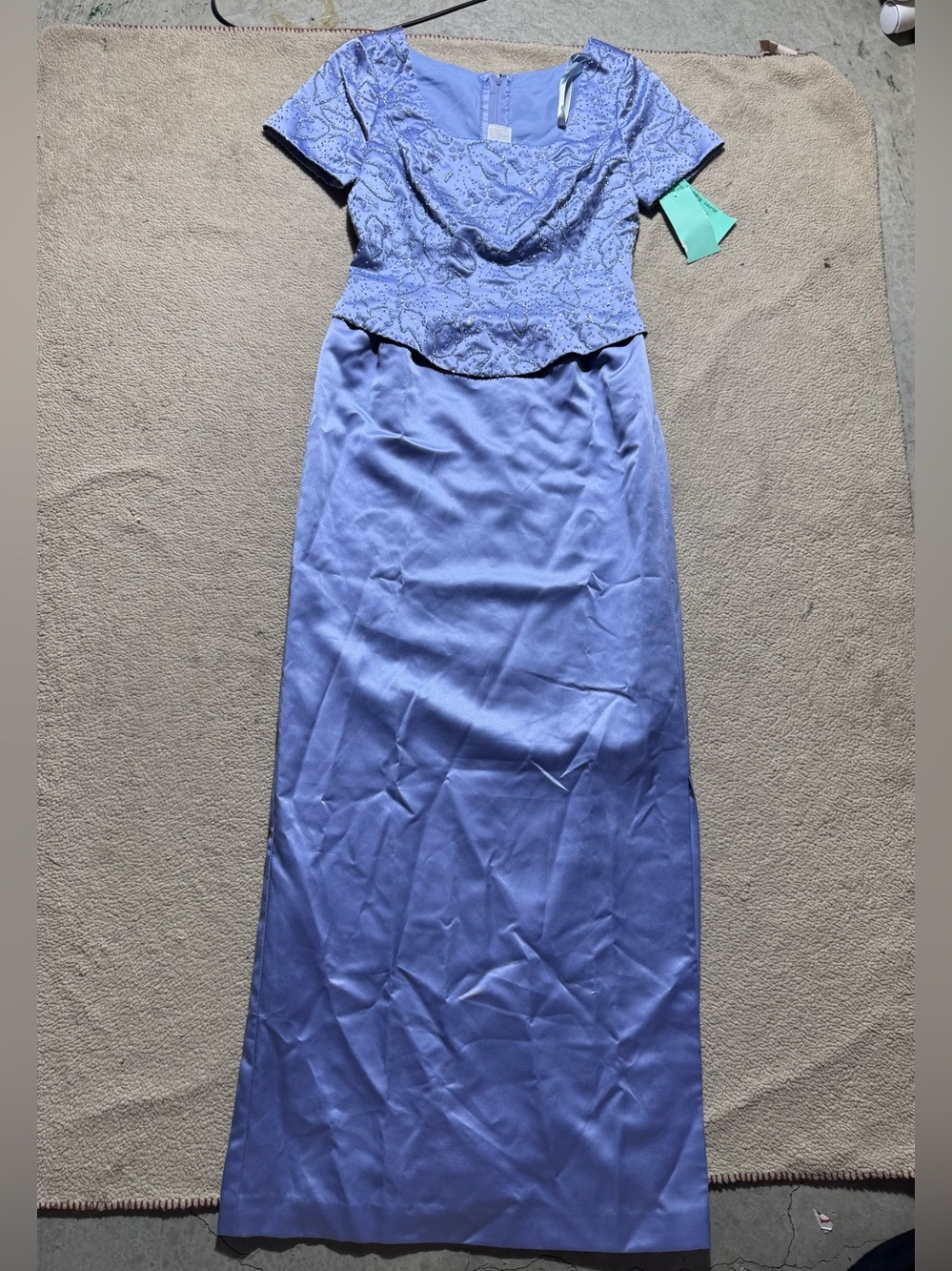Mori Lee Dress Womens 5/6 US Periwinkle Vintage Maxi Beaded Lined Wedding NEW